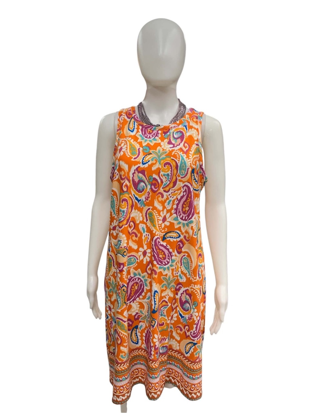 MSK Orange Multicolor Paisley Sleeveless Shift Dress Size M